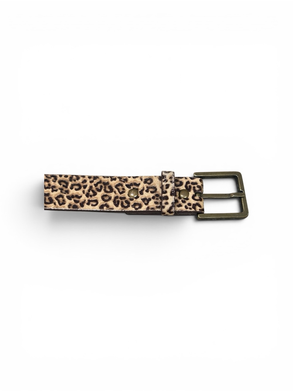 CAbi Leopard Print leather Belt in Tan and Black with Brass square Buckle medium - Picture 2 of 7